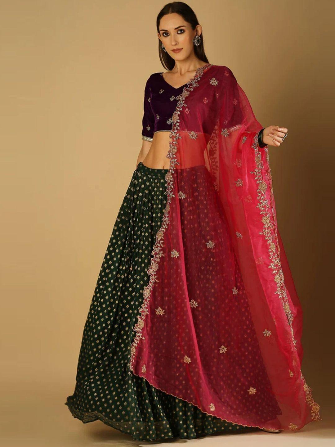 monk & mei embroidered ready to wear lehenga blouse with dupatta
