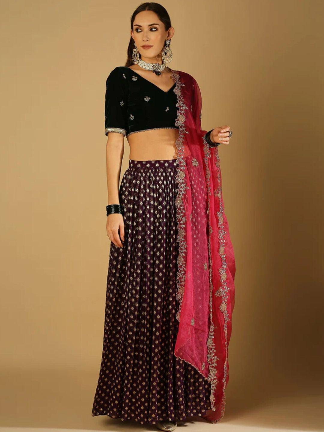 monk & mei embroidered ready to wear lehenga blouse with dupatta