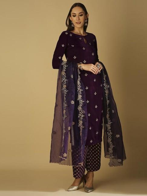 monk and mei ruhani - dupatta - violet