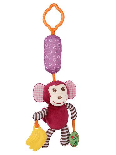 monkey maroon hanging toy wind chime with teether