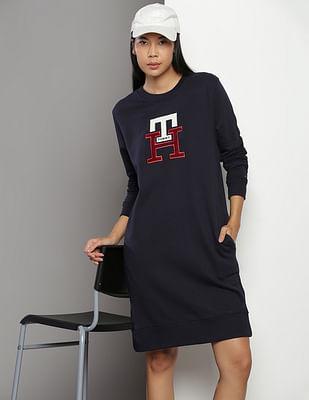 monogram applique sweatshirt dress