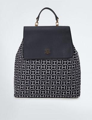 monogram jacquard flap backpack