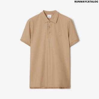 monogram motif cotton piqué polo shirt soft fawn