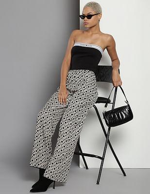 monogram print fluid pull on trousers