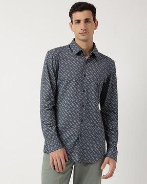 monogram print performance slim fit shirt