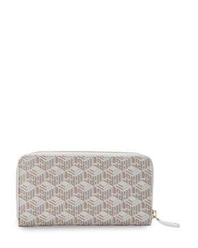 monogram print zip-around wallet