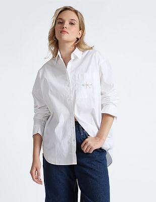 monogram solid relaxed shirt