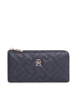 monogram textured zip around wallet