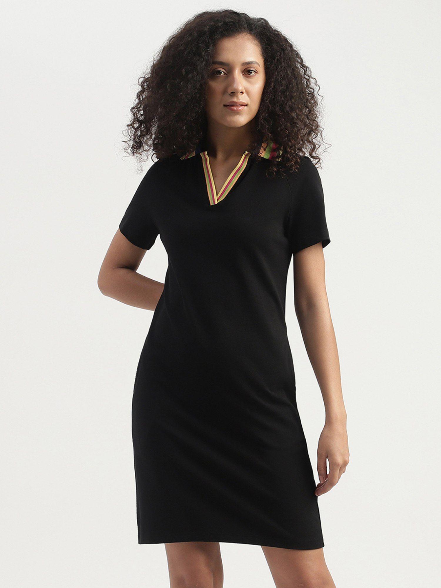 monotone slim fit polo shirt dress black