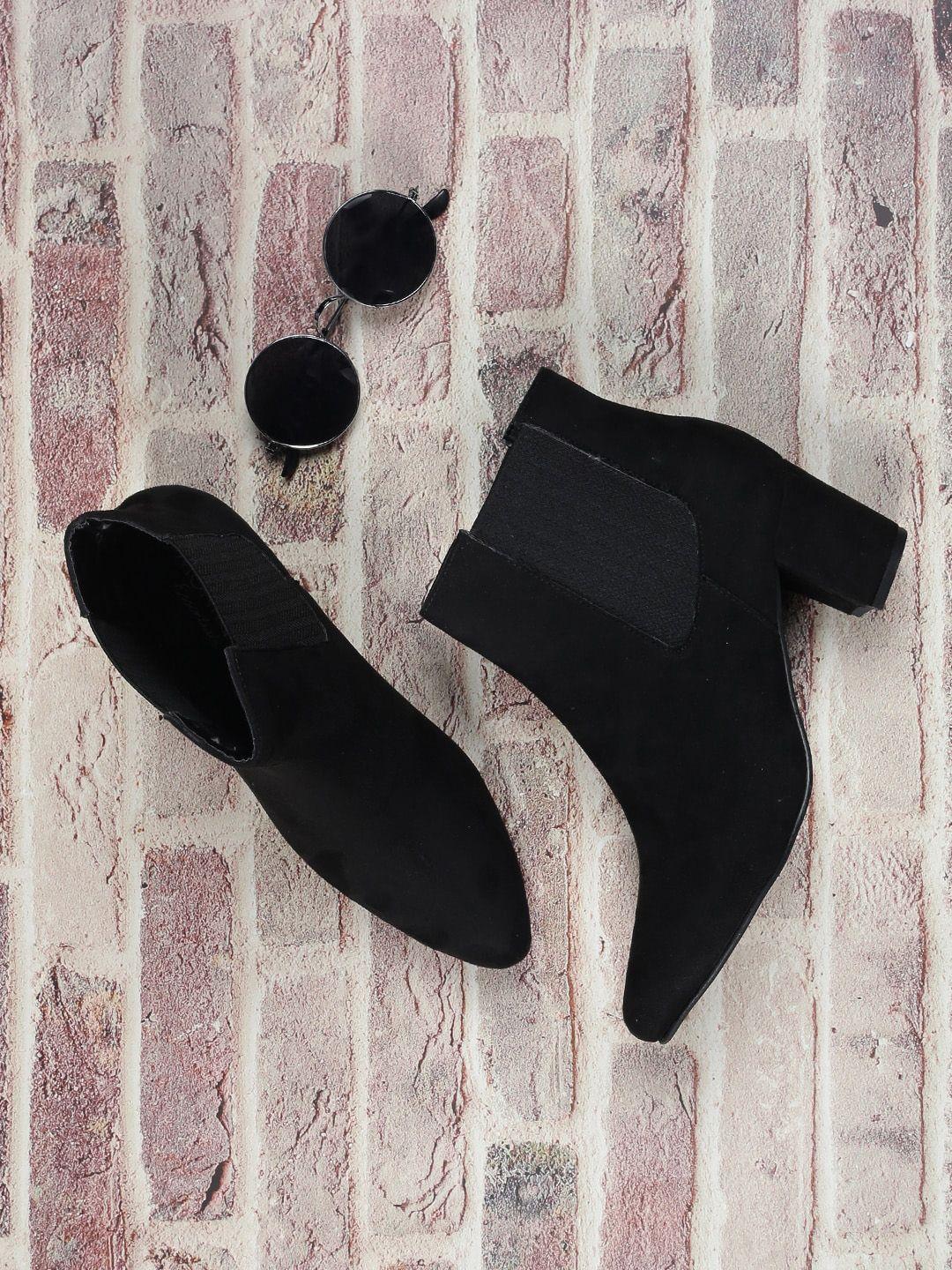 monrow black pu block heeled boots