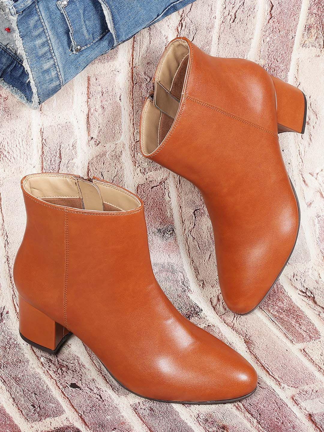 monrow women casual mid-top block-heeled regular boots