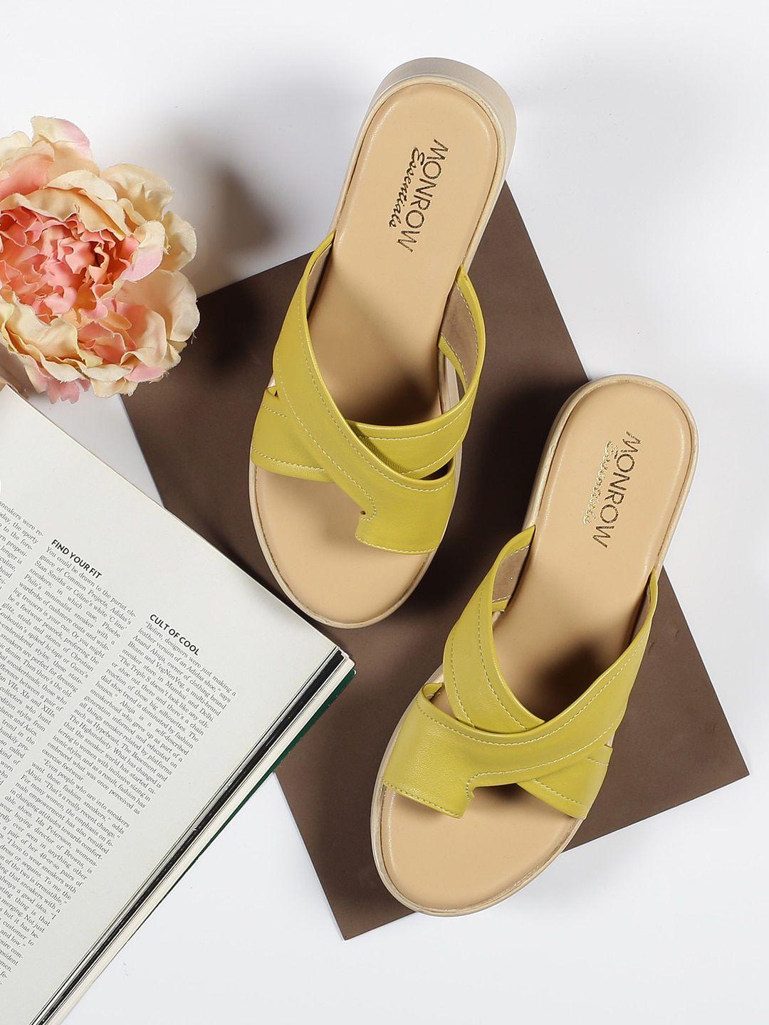 monrow yellow pu flatform sandals