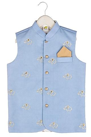monsoon blue embroidered nehru jacket for boys