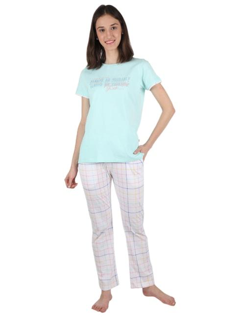 monte-carlo-aqua-blue-&-white-printed-t-shirt-pyjama-set