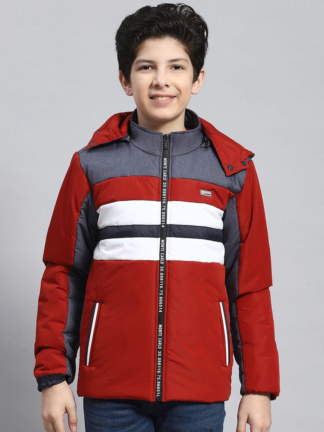 monte carlo boys colourblocked detachable hooded zip detail lightweight padded jacket