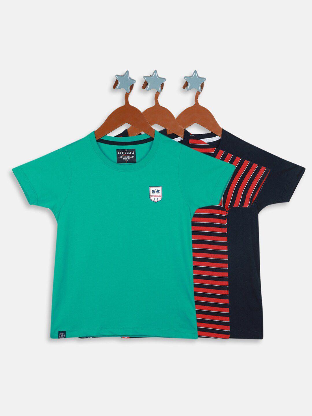 monte carlo boys pack of 3 striped cotton t-shirt