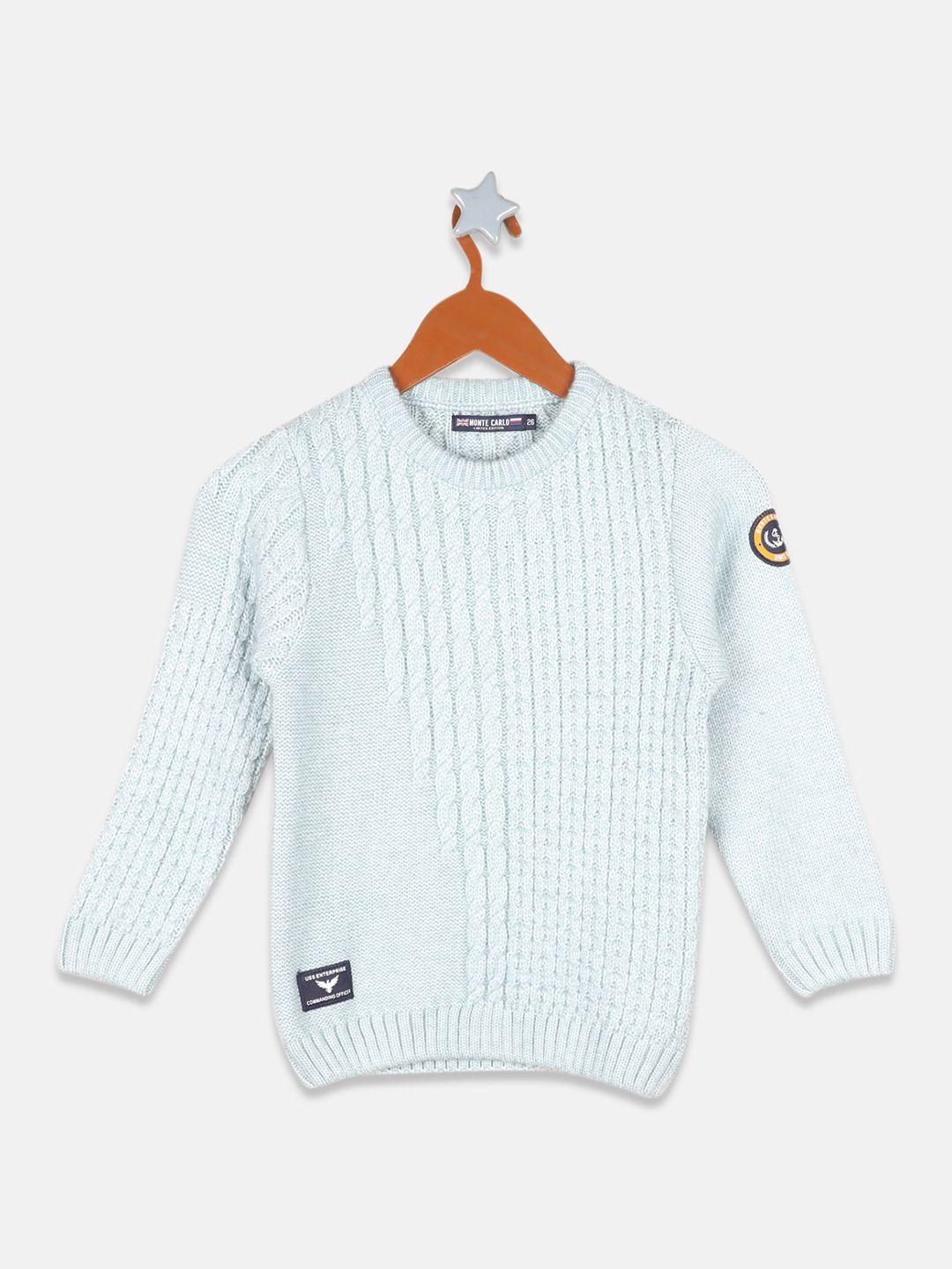 monte carlo boys teal cable knit pullover