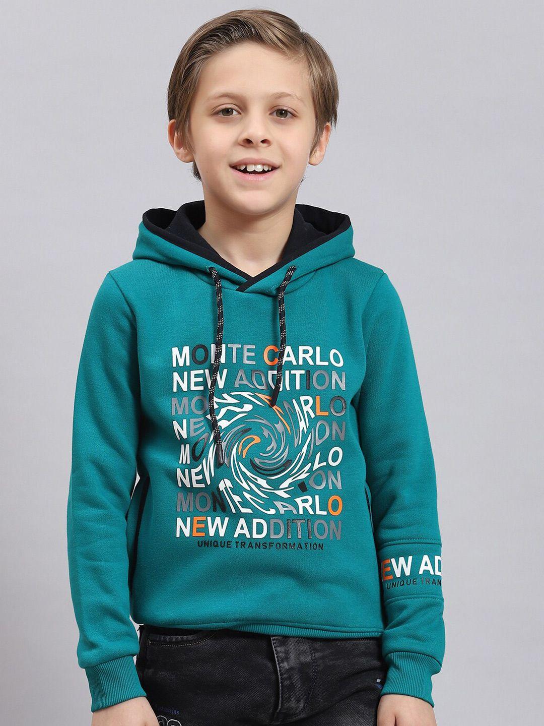 monte carlo boys typography printed hooded cotton pullover sweatshirt