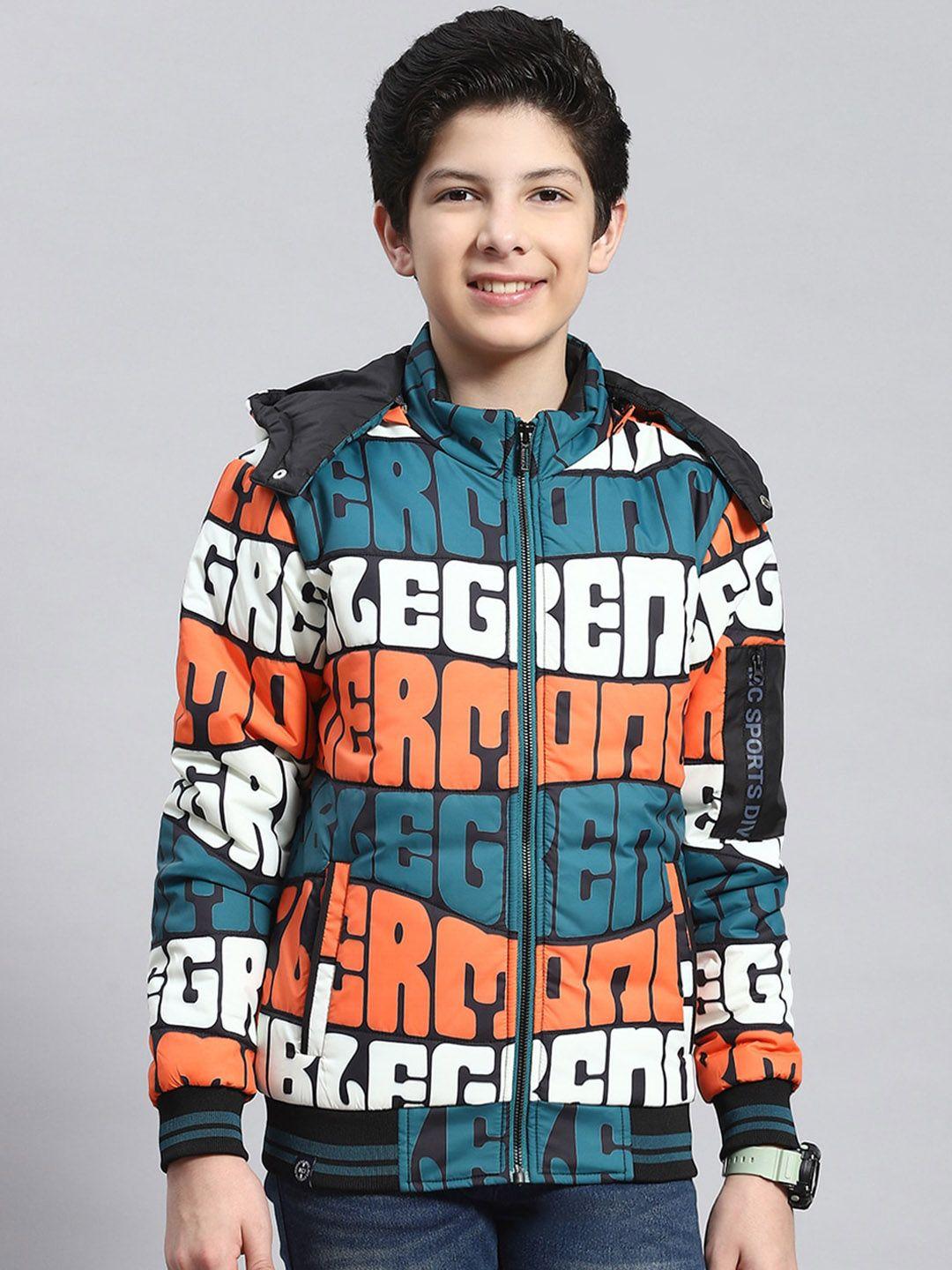 monte carlo boys typography printed hooded lightweight bomber jacket