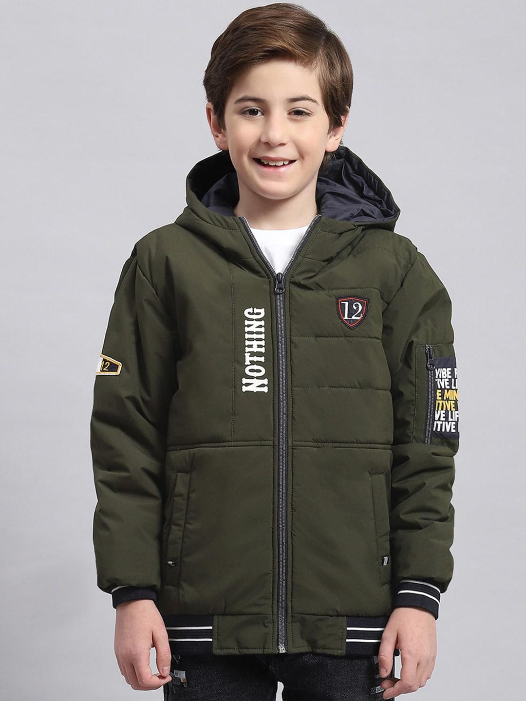 monte carlo boys typography printed lightweight padded jacket