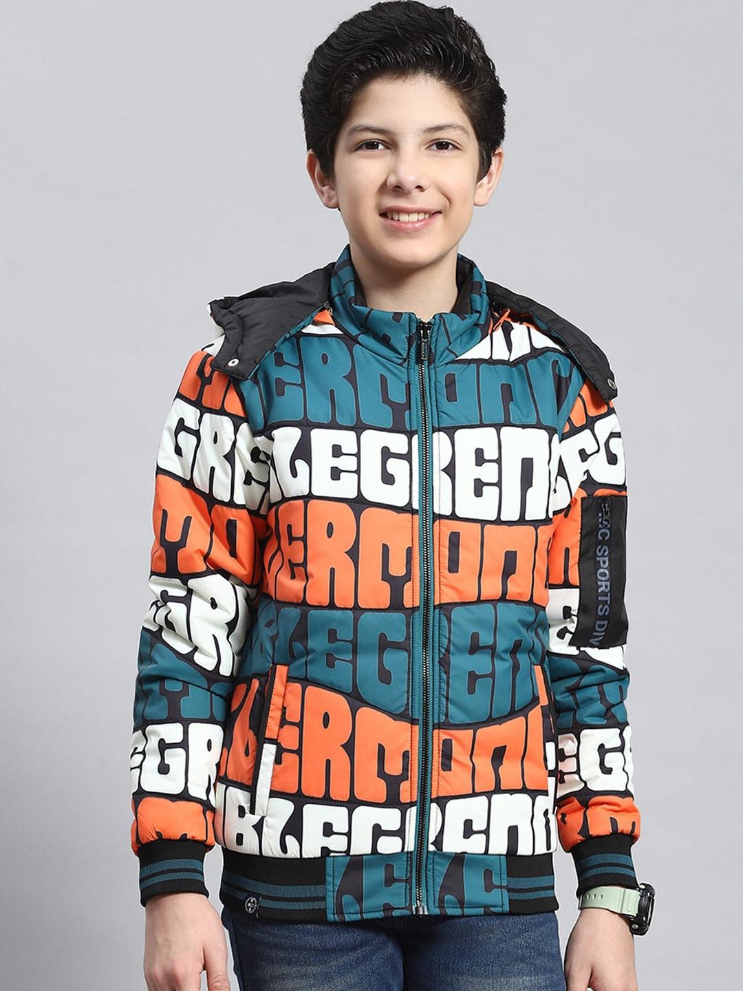 monte carlo boys typography printed lightweight quilted jacket