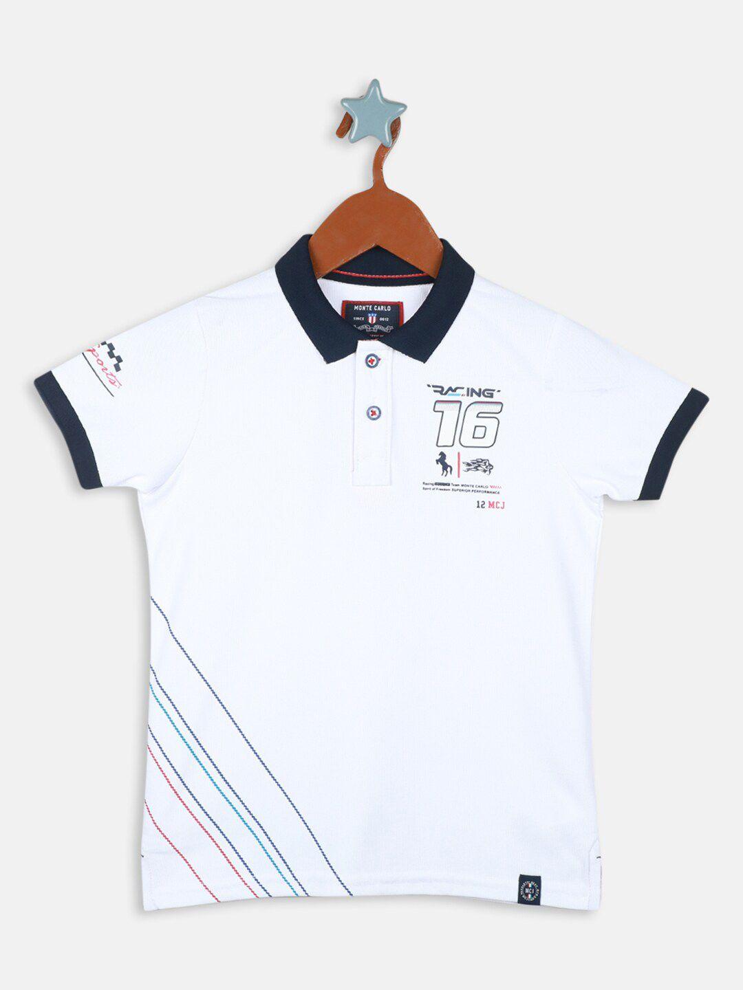 monte carlo boys varsity printed polo collar t-shirt