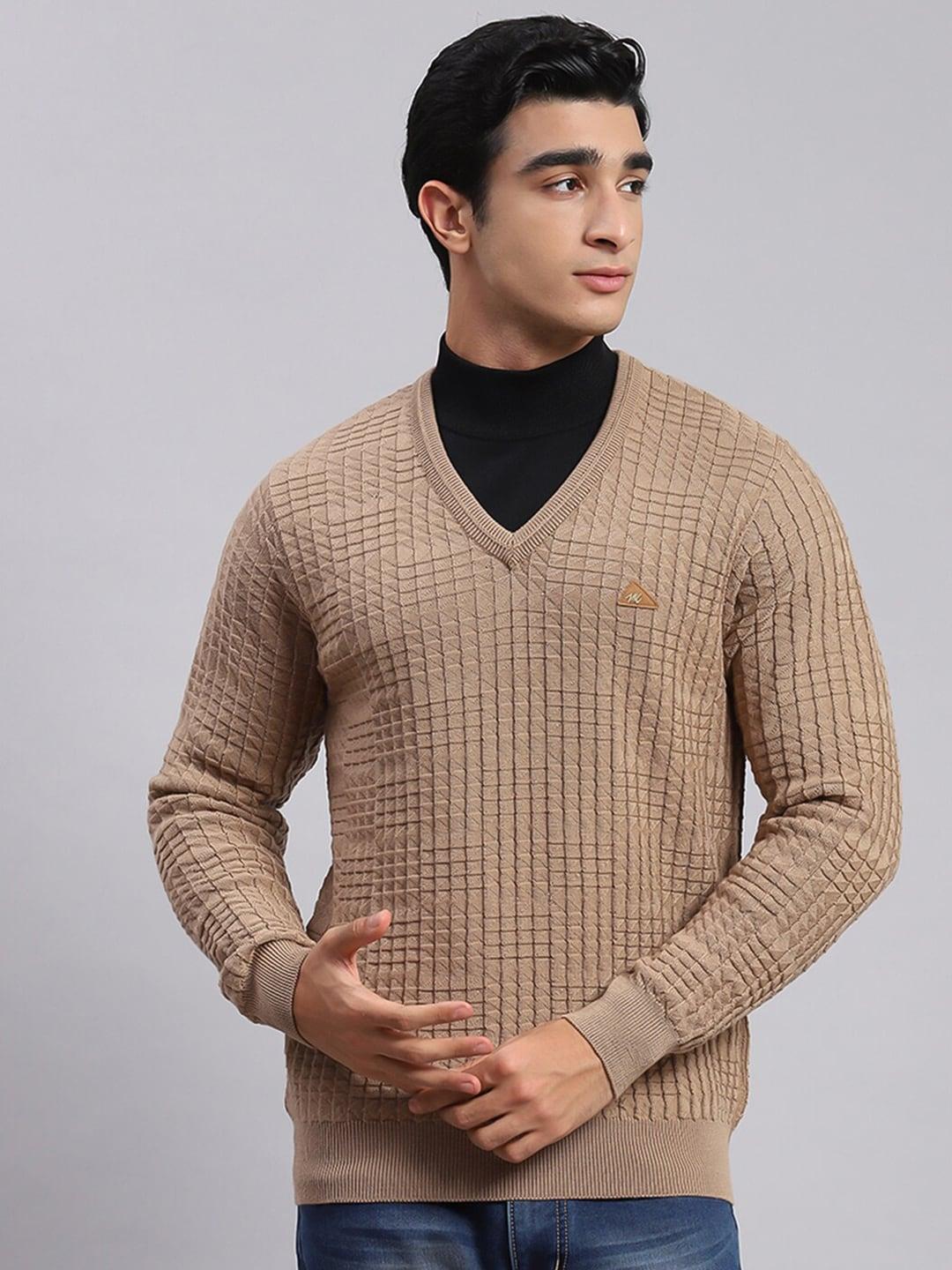 monte carlo checked v-neck woollen pullover