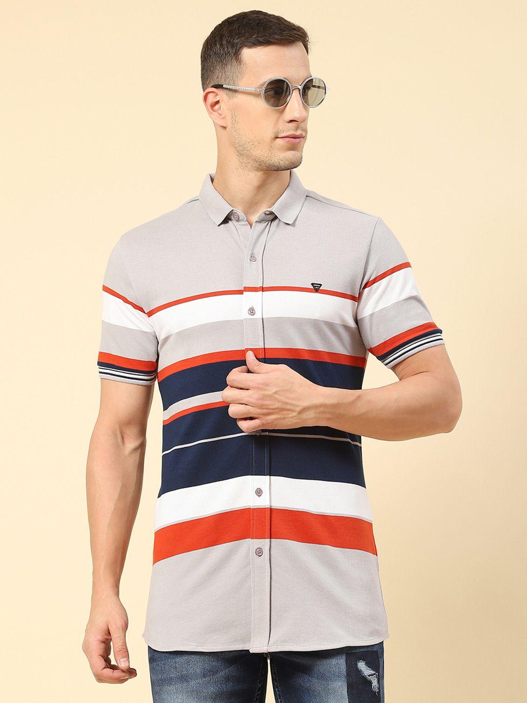 monte carlo classic striped half sleeve cotton casual shirt