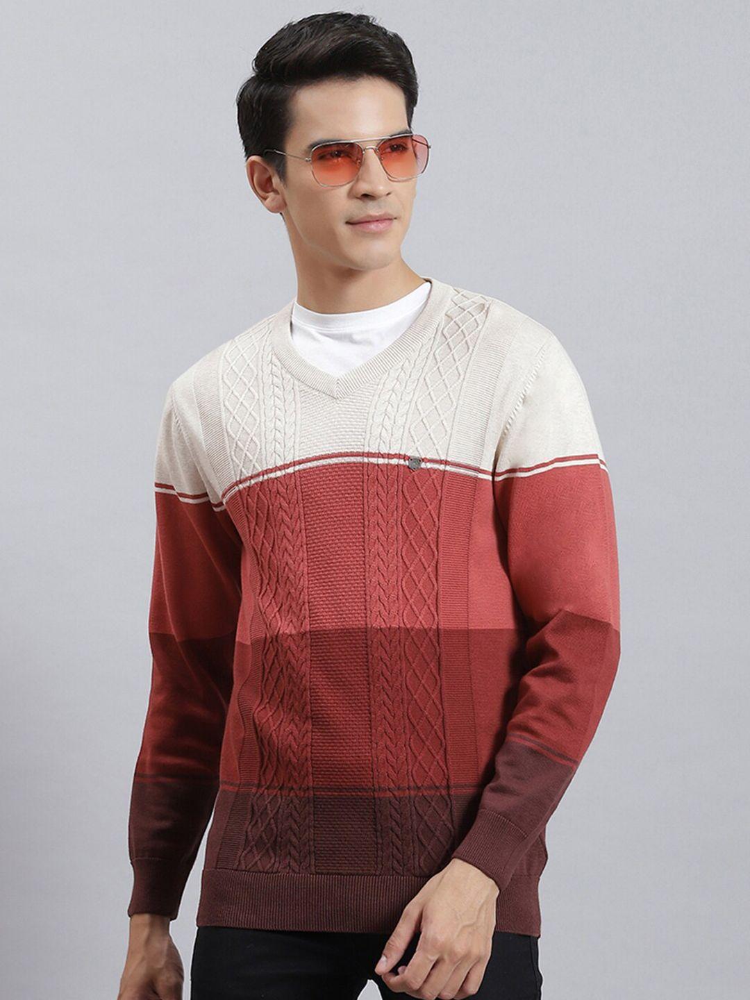 monte carlo colourblocked v-neck pullover