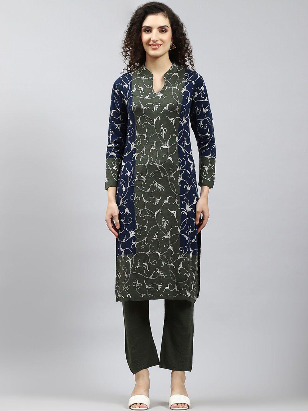 monte carlo floral printed regular kurta with trousers
