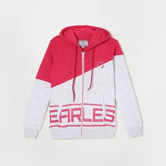 monte carlo girls colourblocked zip-up hooded sweatshirt