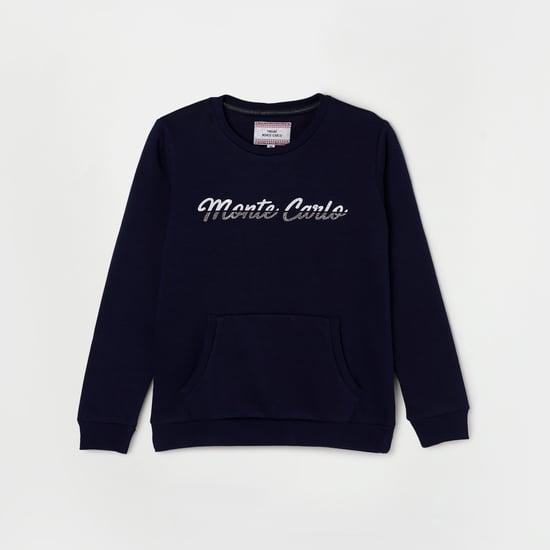 monte carlo girls typographic printed round neck sweatshirt