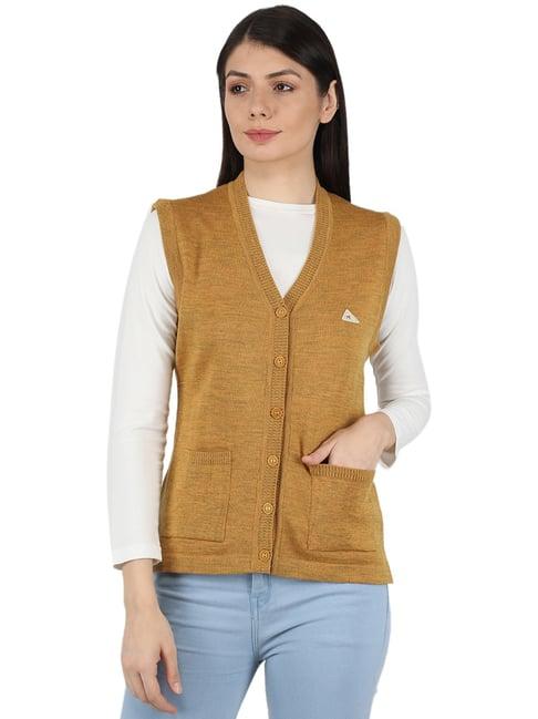 monte carlo gold wool open front cardigan
