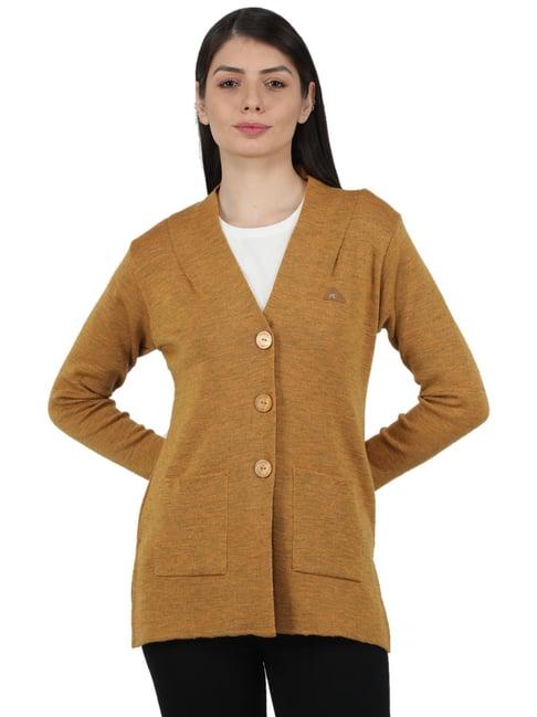 monte carlo gold wool open front cardigan