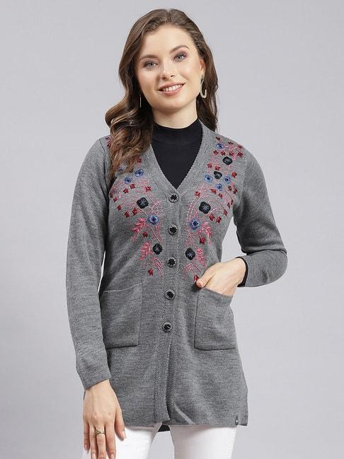 monte carlo grey embroidered cardigan