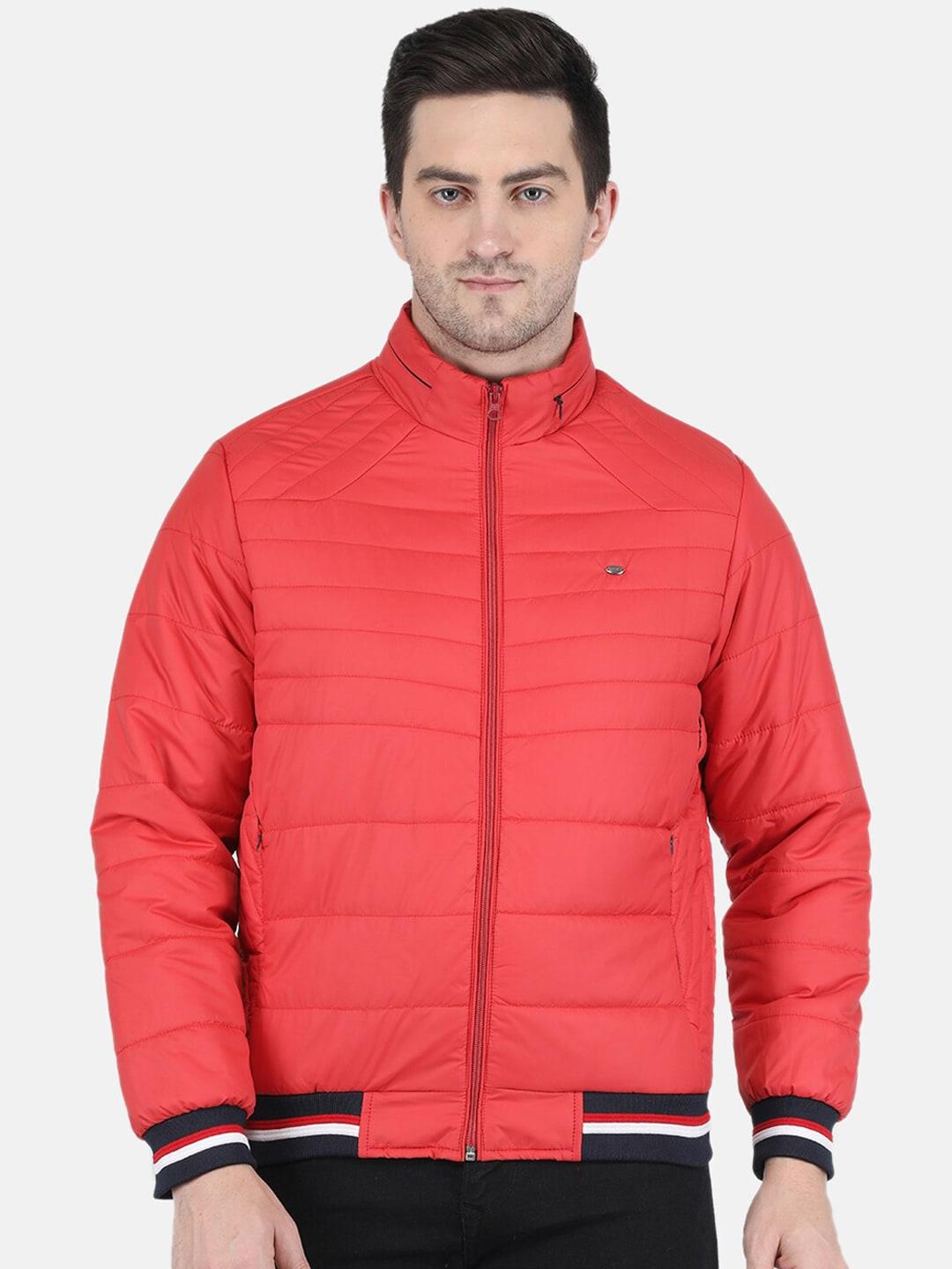 monte carlo men coral orange solid long sleeves padded jacket