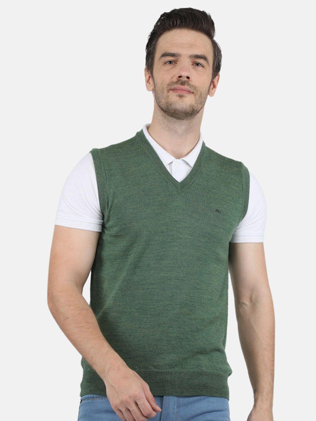monte carlo men green pure wool v-neck sweater vest