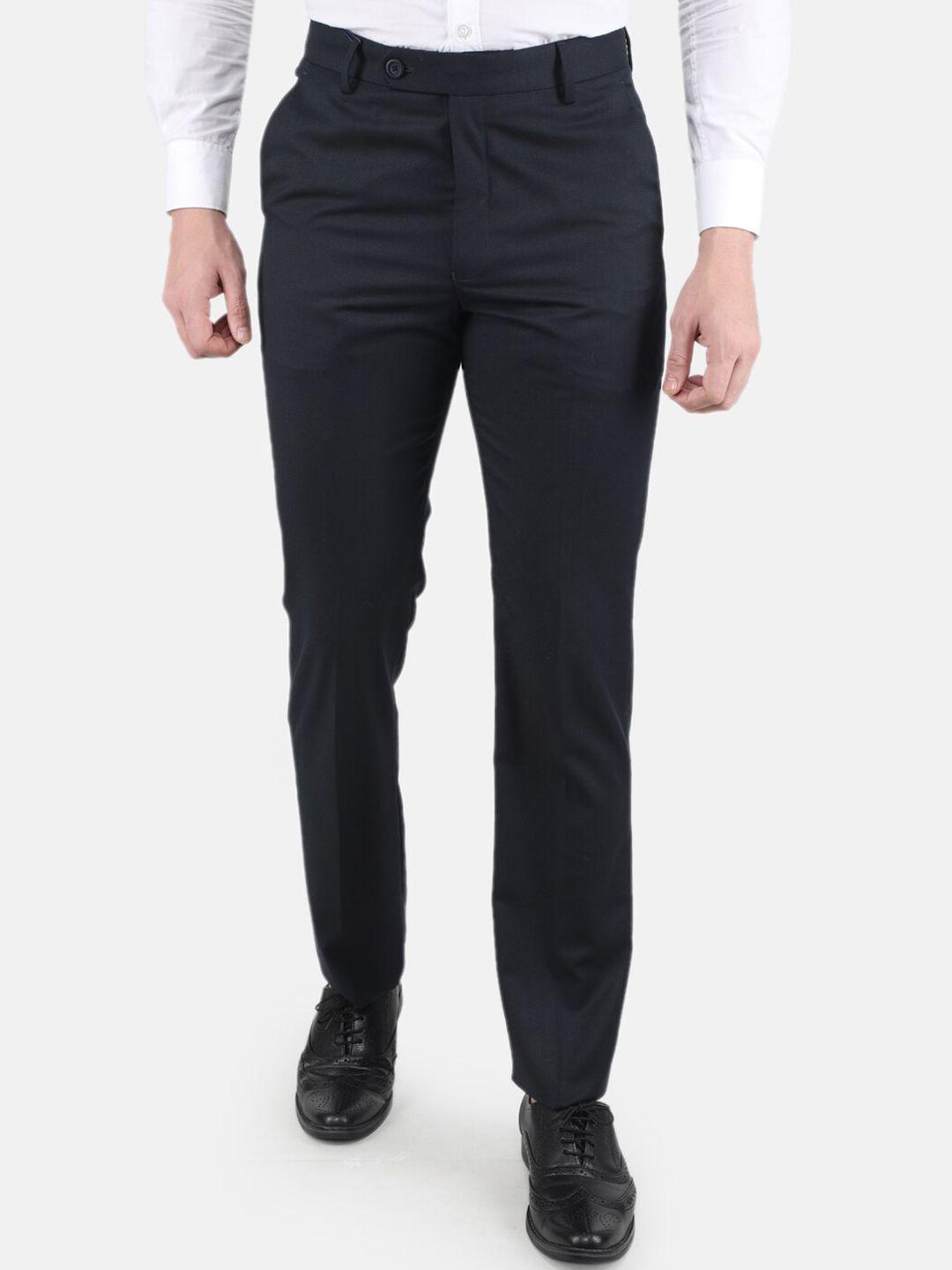 monte carlo men navy blue relaxed easy wash formal trousers