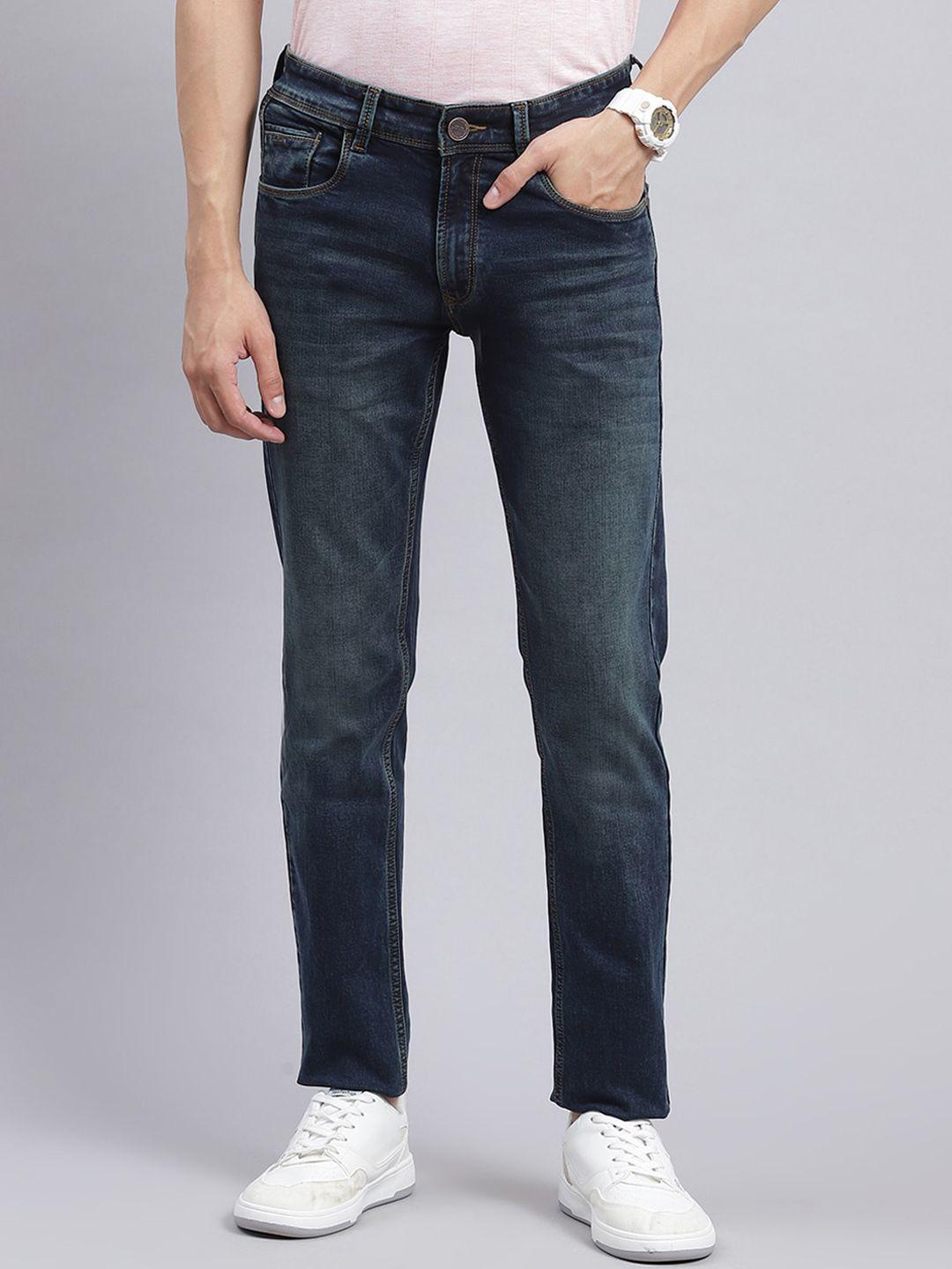 monte carlo men smart mid-rise slim fit heavy fade jeans