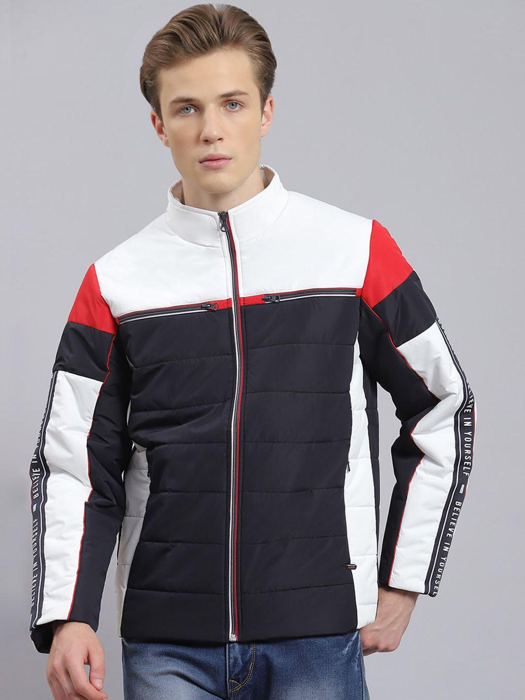 monte carlo mock collar colourblocked lightweight padded jacket