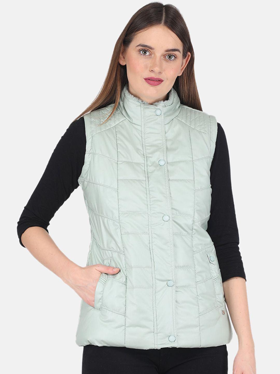 monte carlo mock neck quilted jacket with faux fur trim