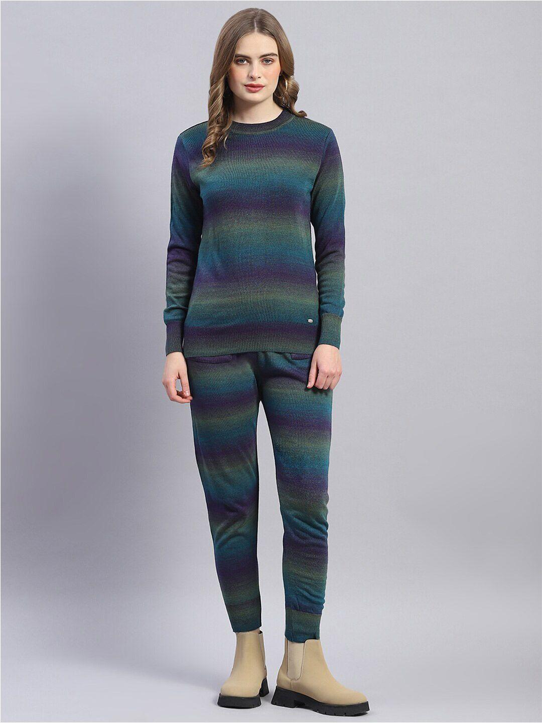 monte carlo ombre-knitted round-neck sweatshirt with trousers co-ords