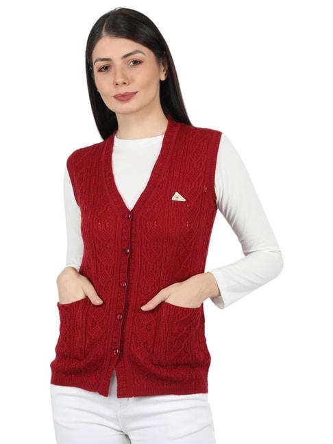 monte carlo red self design open front cardigan