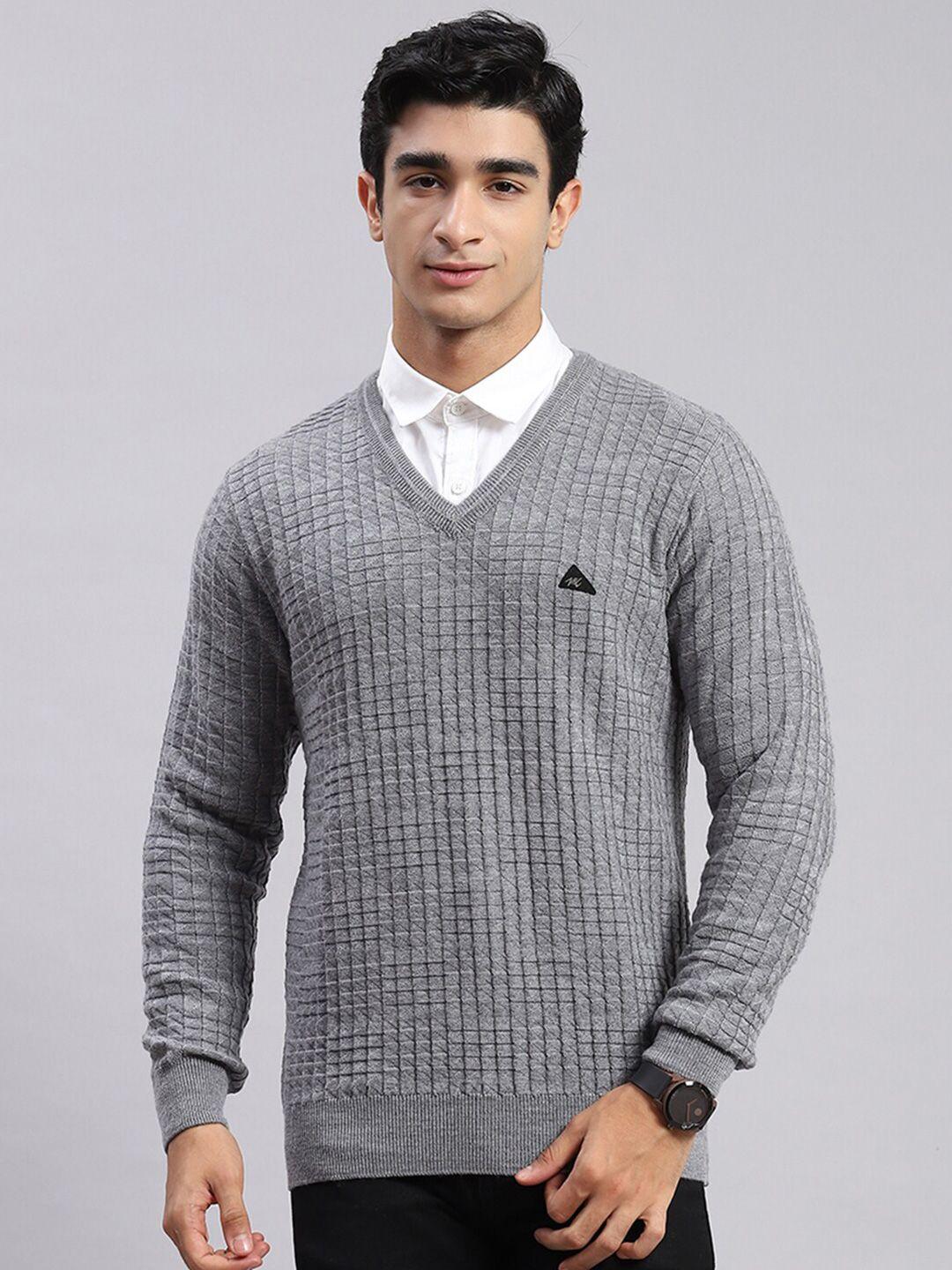 monte carlo ribbed v-neck long sleeve woollen pullover sweaters
