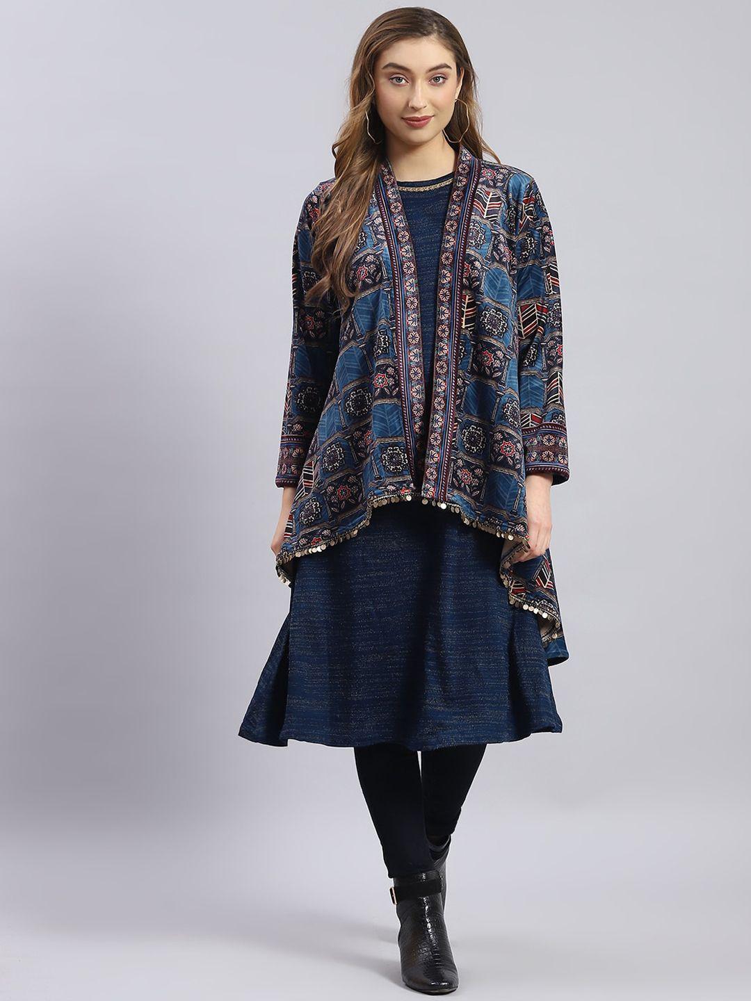 monte carlo round neck a-line kurta with shrug