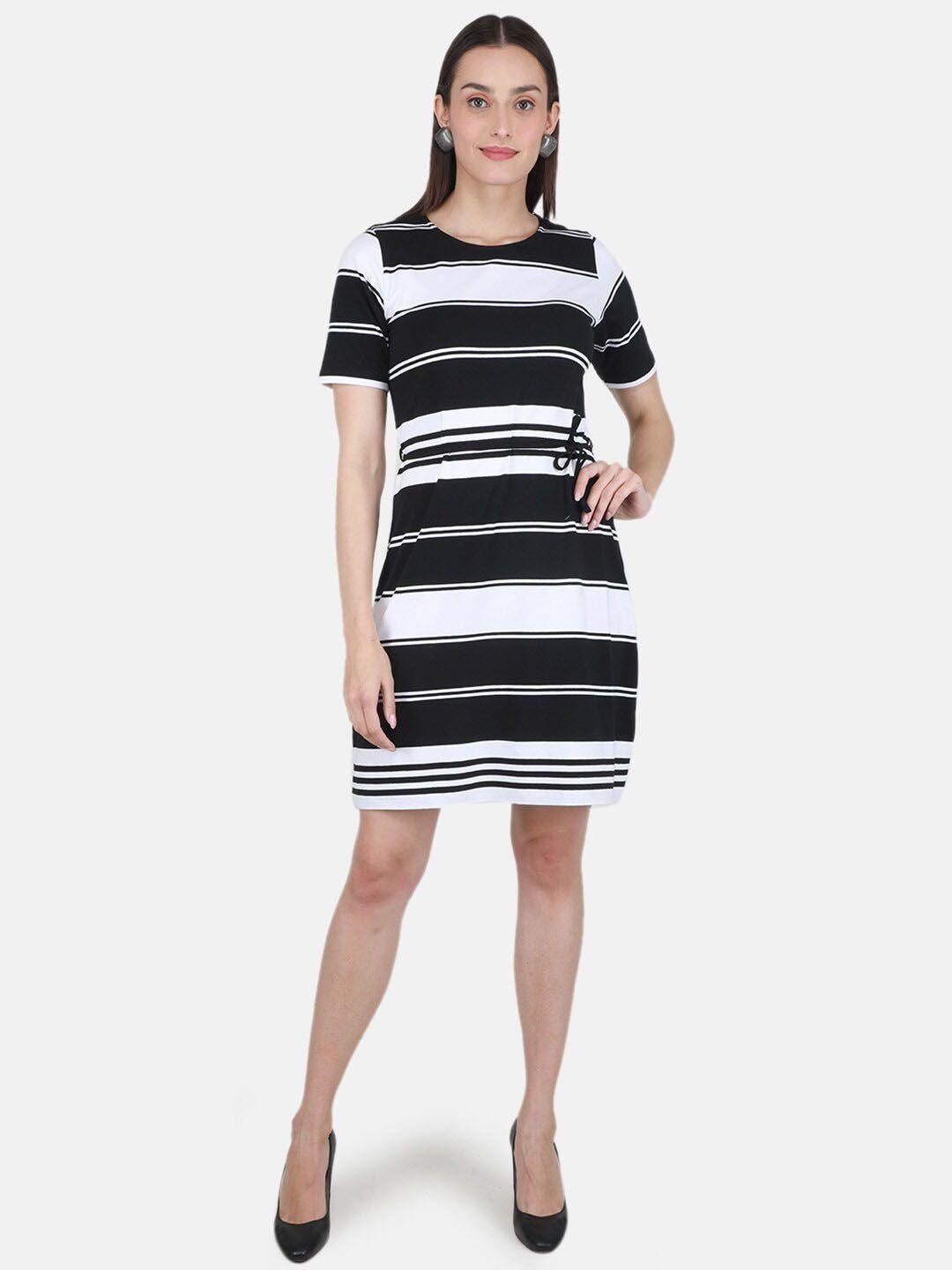 monte carlo round neck striped t-shirt dress with belt