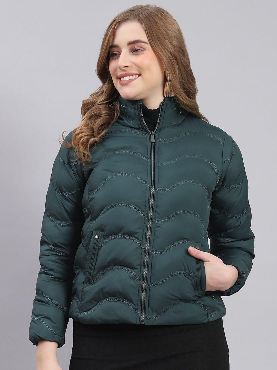 monte carlo self design mock collar lightweight puffer jacket
