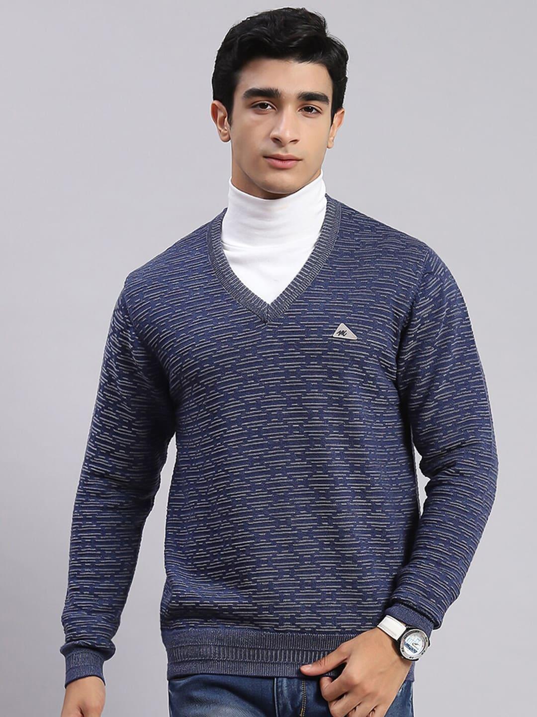 monte carlo self design v-neck woollen pullover