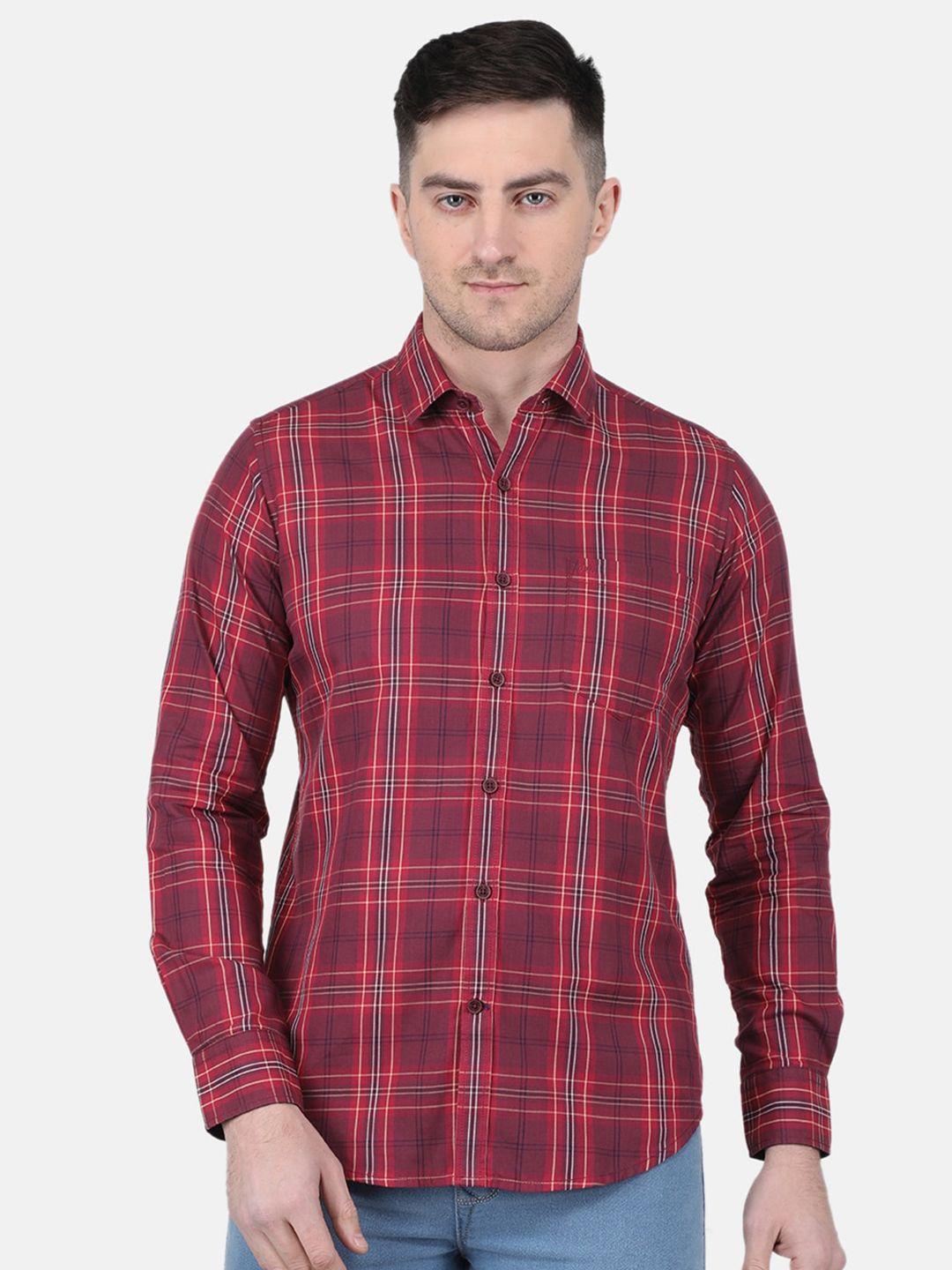 monte carlo spread collar tartan checks casual shirt