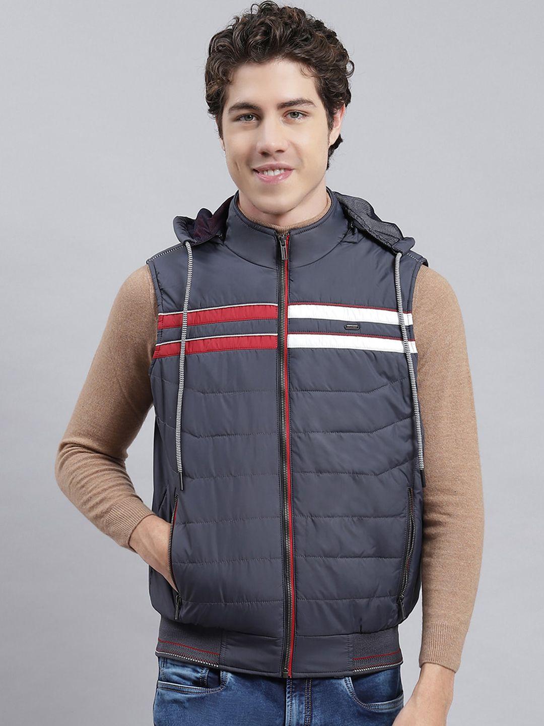 monte carlo striped lightweight puffer jacket